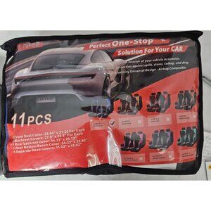 Car Pass 11 Pcs Black & Blue Car Seat Cover Set Universal Fit New